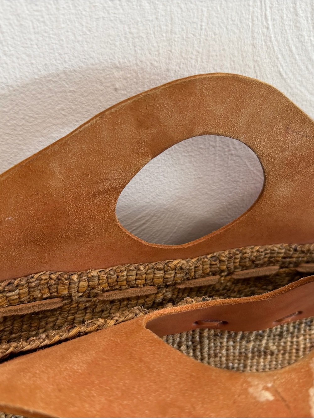 Woven Straw Tote with Tan Leather Handle - Picture 5 of 8